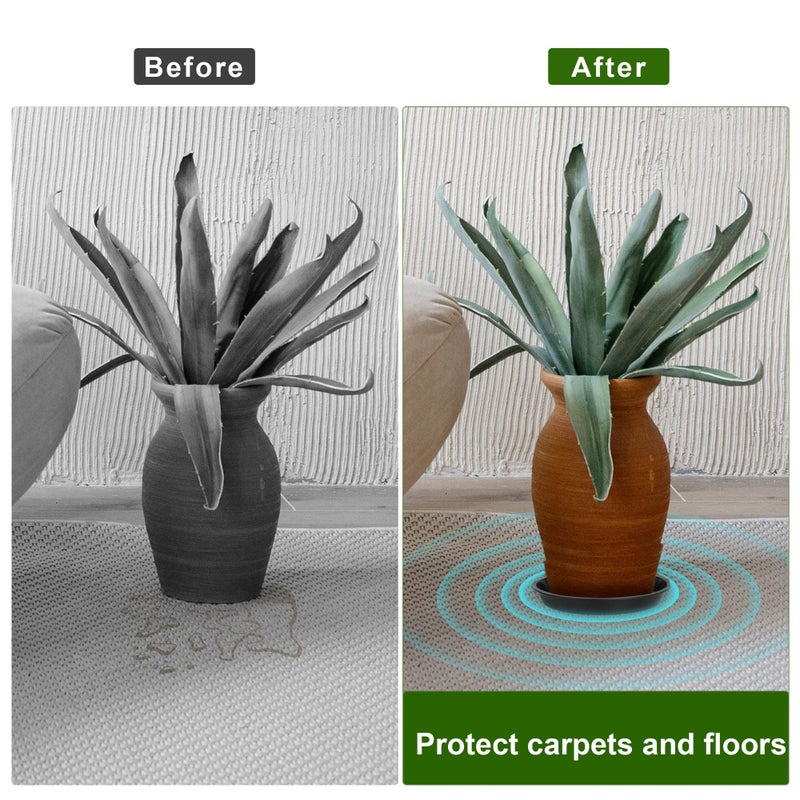 PeoMev 6 8 10 Inch Plant Saucer - Round Plant Tray Plastic Plant Drip Trays for Indoor Outdoor Garden Plants  Collects Flower Pot Drainage and Excess Water (12pcs Black A  6 8 10"") - Image 5